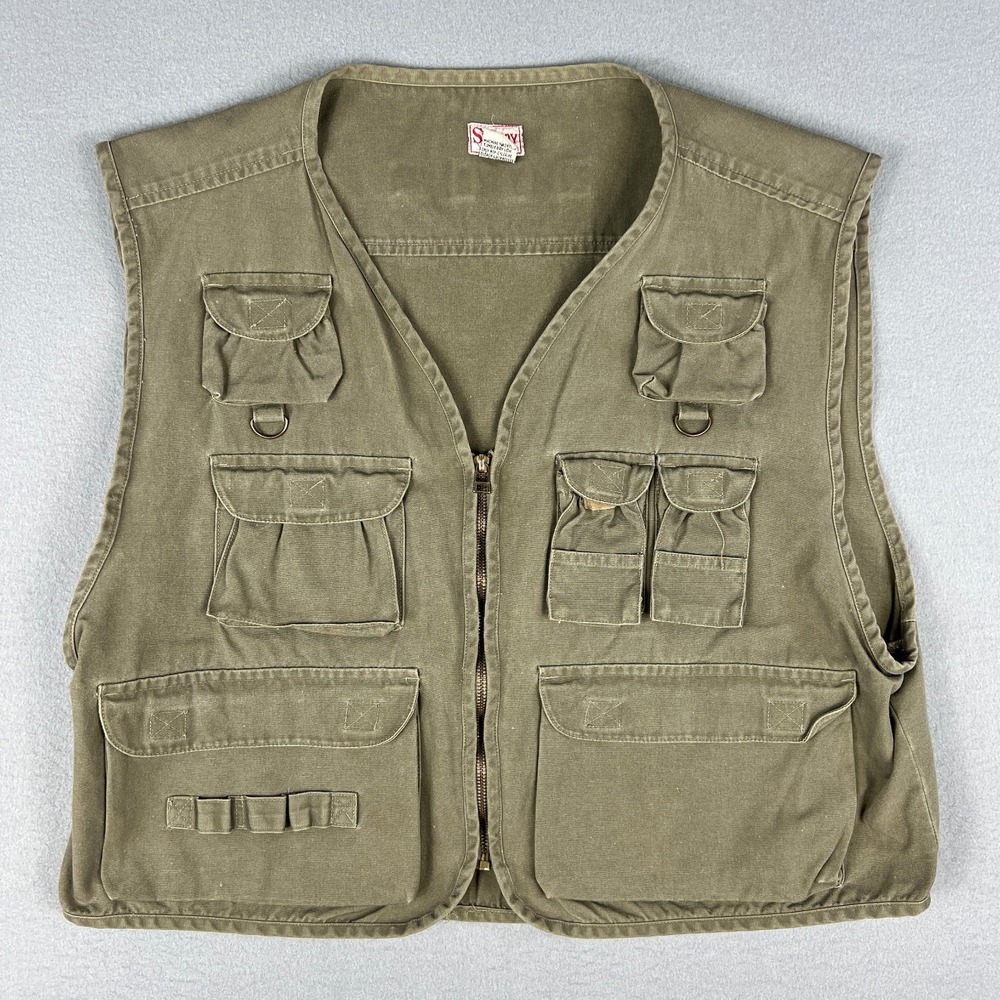 VTG Sunboy Safari Fishing Hunting Vest XL Khaki Multi Pocket‎ Utility Outdoors